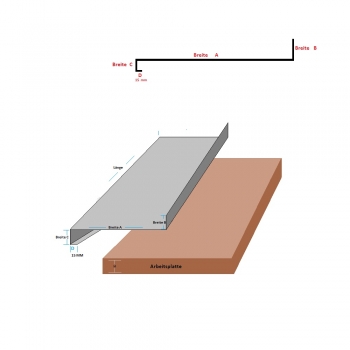 Edelstahl 1,0mm Abdeckung 5WL für eine Küchenarbeitsplatte bis 1300mm Länge
